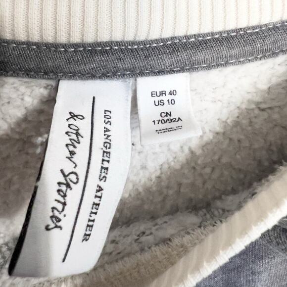 & Other Stories Sweatshirt Sz 10 Crop Hood Sweatshirt Gray Fleece Lined Medium - Picture 4 of 9